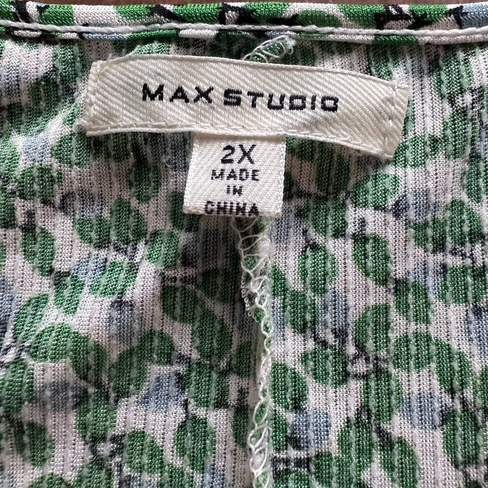 Max Studio Green Floral Dress 2X EUC - Picture 4 of 4